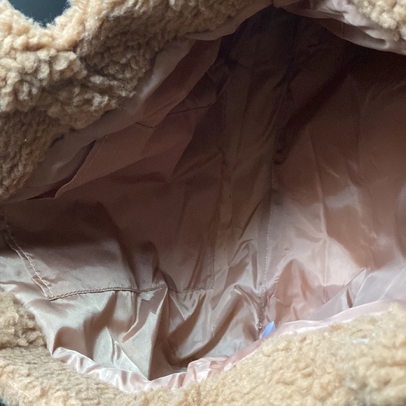 Pink (store) Fuzzy teddy bear material tote bag - Picture 2 of 3